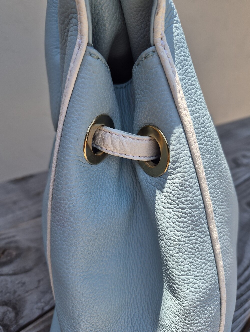 Da Milano Genuine Pebbled Leather Satchel Handbag - Picture 7 of 16